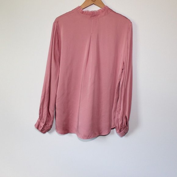 NWT Chico's Sandwashed Satin Ruffle Blouse Pink Women's Top Size 2 12 14 H13810 - Picture 8 of 10